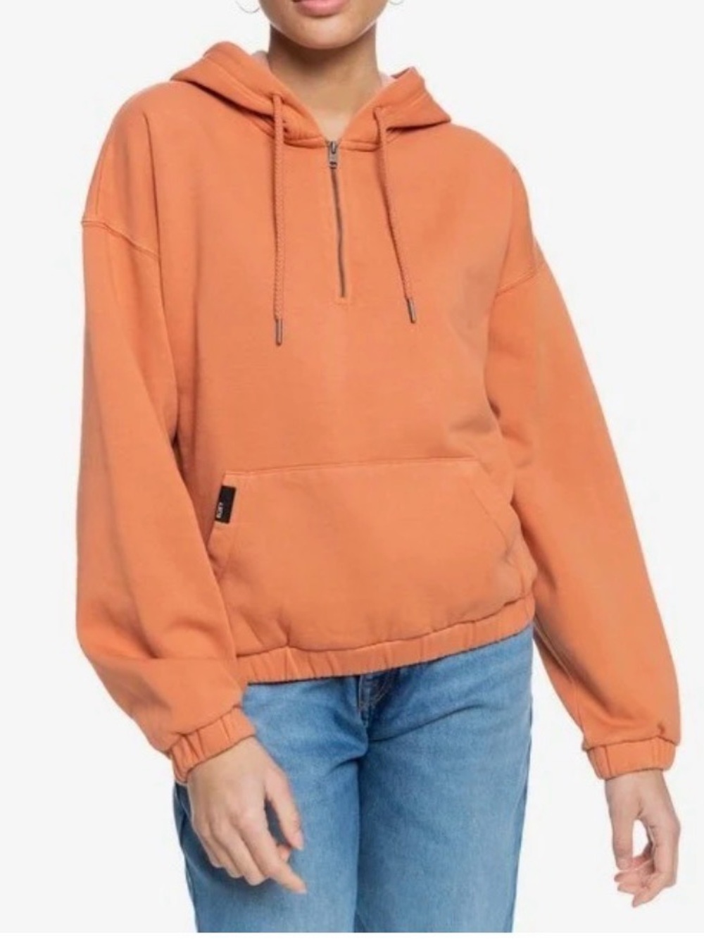 Roxy Peach-Orange Half-Zip Hooded Pullover XS